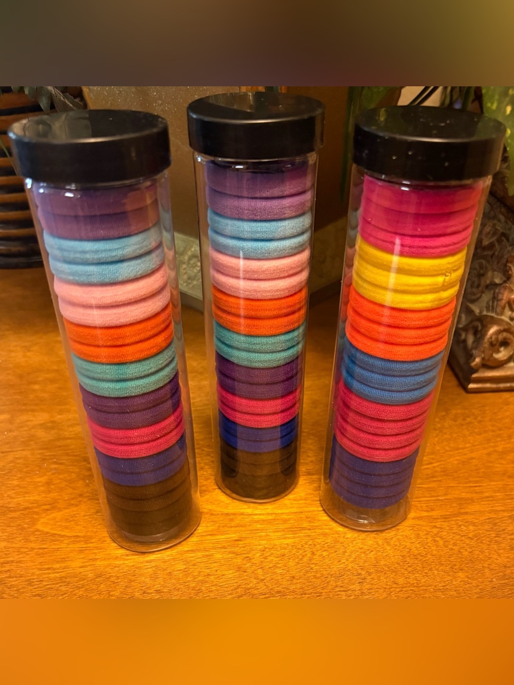 Colorful Stacked Hair Ties Trio - Assorted Brights